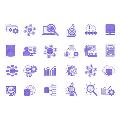 colored set of data analytics icons vector image