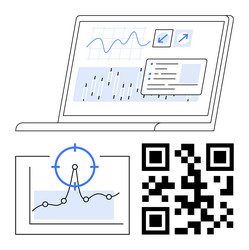 data analysis interface with qr code and graph vector image