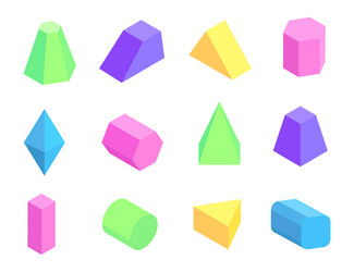 different shape prism collection on white backdrop vector image