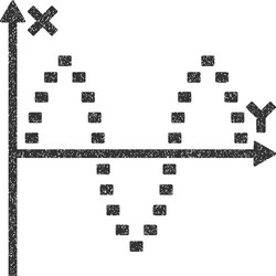 dotted sinusoid plot grainy texture icon vector image
