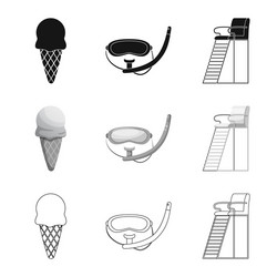 isolated object of pool and swimming icon set vector image