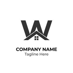 logogram w with house element vector image