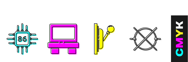 set processor with microcircuits cpu fuse vector image