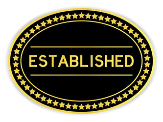 black and gold color oval label sticker with word vector image