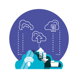 Cloud computing network set icons vector