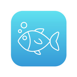 Little fish under water line icon vector