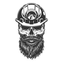 Miner Skull Helmet Vector Image
