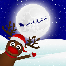 reindeer waving his paw in the forest of santa Vector Image