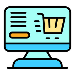 safe web shopping icon color outline vector image