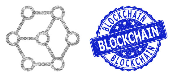 scratched blockchain round watermark and recursion vector image