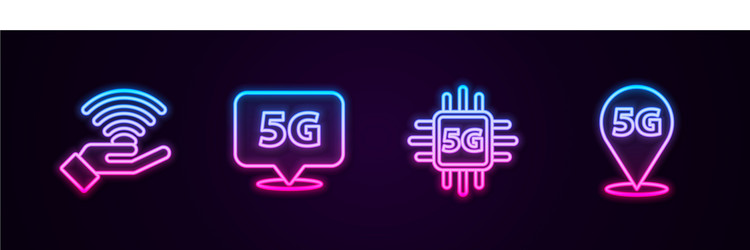 set line 5g network location processor vector image