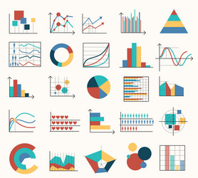Data Charts and Graphs Icons vector image