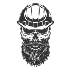 Miner Skull Helmet Vector Image