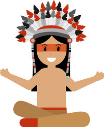 Native american indian character holding tomahawk Vector Image