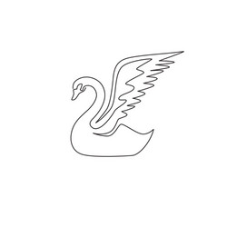 One continuous line drawing beautiful swan vector