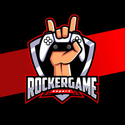 Rocker pro player esport logo character design vector