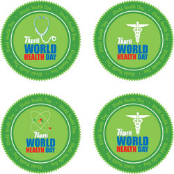 Set labels with text and elements for world health vector