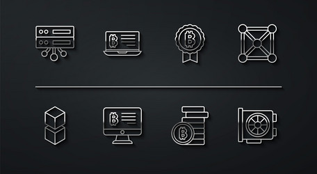 set line server blockchain technology bitcoin vector image