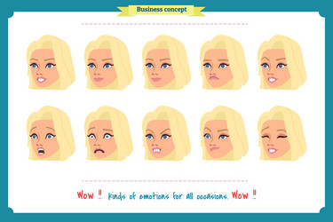 set of woman expression isolatedbusinesswoman vector