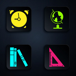 set triangular ruler alarm clock office folders vector image