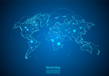 world map with nodes linked by lines concept vector