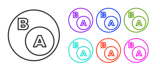 black line subsets mathematics a is subset b vector image
