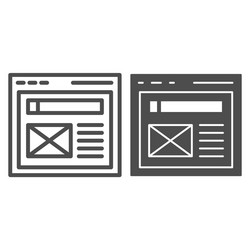 browser line and glyph icon website window vector image