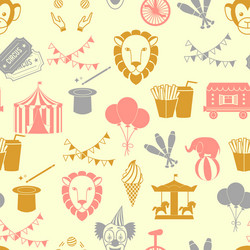 Circus Pattern - Colorful Animals & Props vector image