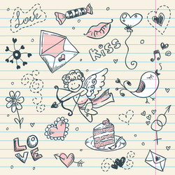 doodle valentines day scrapbook page vector