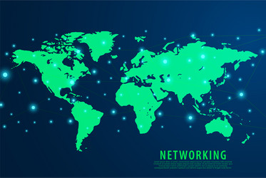 global network connection background green world vector image