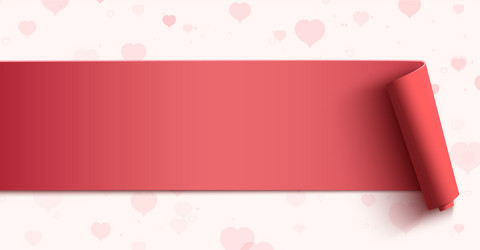 horizontal banner on background with pink hearts vector