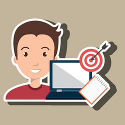 Man with computer isolated icon design vector