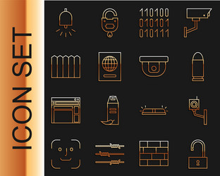set line open padlock security camera bullet vector image