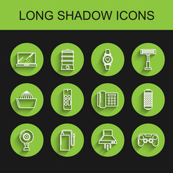 set line web camera power bank with different vector image