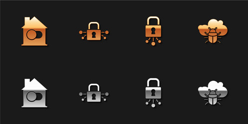 set smart home cyber security and system bug vector image