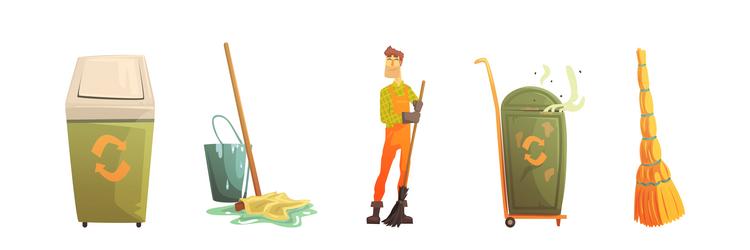 street garbage gather and collect object vector image