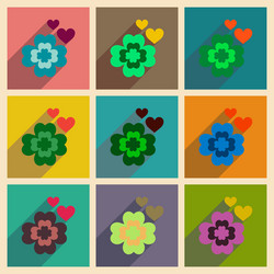 concept of flat icons with long shadow clover vector image