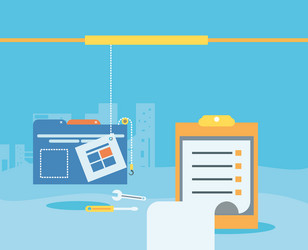 data folder with webpage under construction vector image