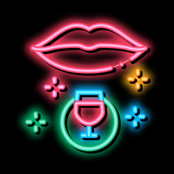 drinking wine neon glow icon vector