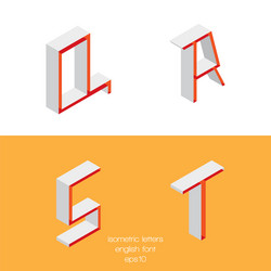 set of isometry letters q r s t font part vector image