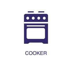 Cooker element in flat simple style on white vector