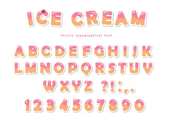 Cute Ice Cream Font - Wafer & Script vector image