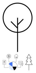minimalist tree design with financial graph vector image