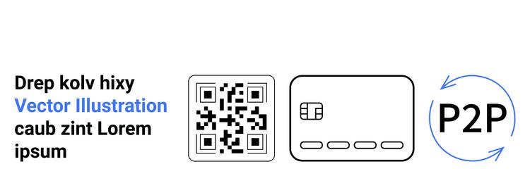 qr code and credit card p2p transaction concept vector image