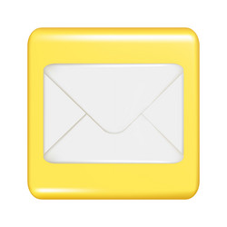 realistic 3d yellow square shape with closed mail vector image