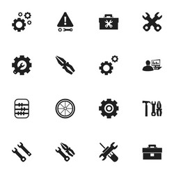 Set of 16 editable mechanic icons includes vector