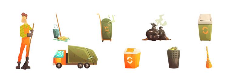 street garbage gather and collect object vector image