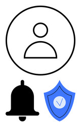 user profile icon with notification bell vector image
