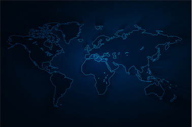 world map created with line on blue background vector image