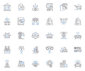 assembly line icons collection automation vector